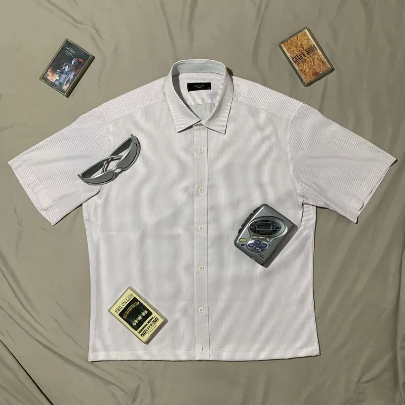 Streetwear Y2K Casual shirt Pria white photo 1