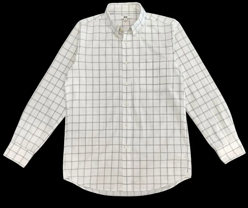 KEMEJA UNIQLO KONTAK-KOTAK ABU PUTIH photo 1