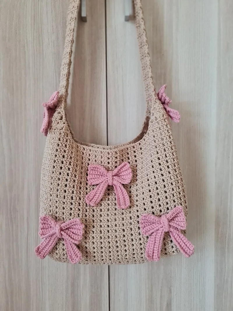 Vintage Streetwear Beach bag Wanita pink khaki photo 1
