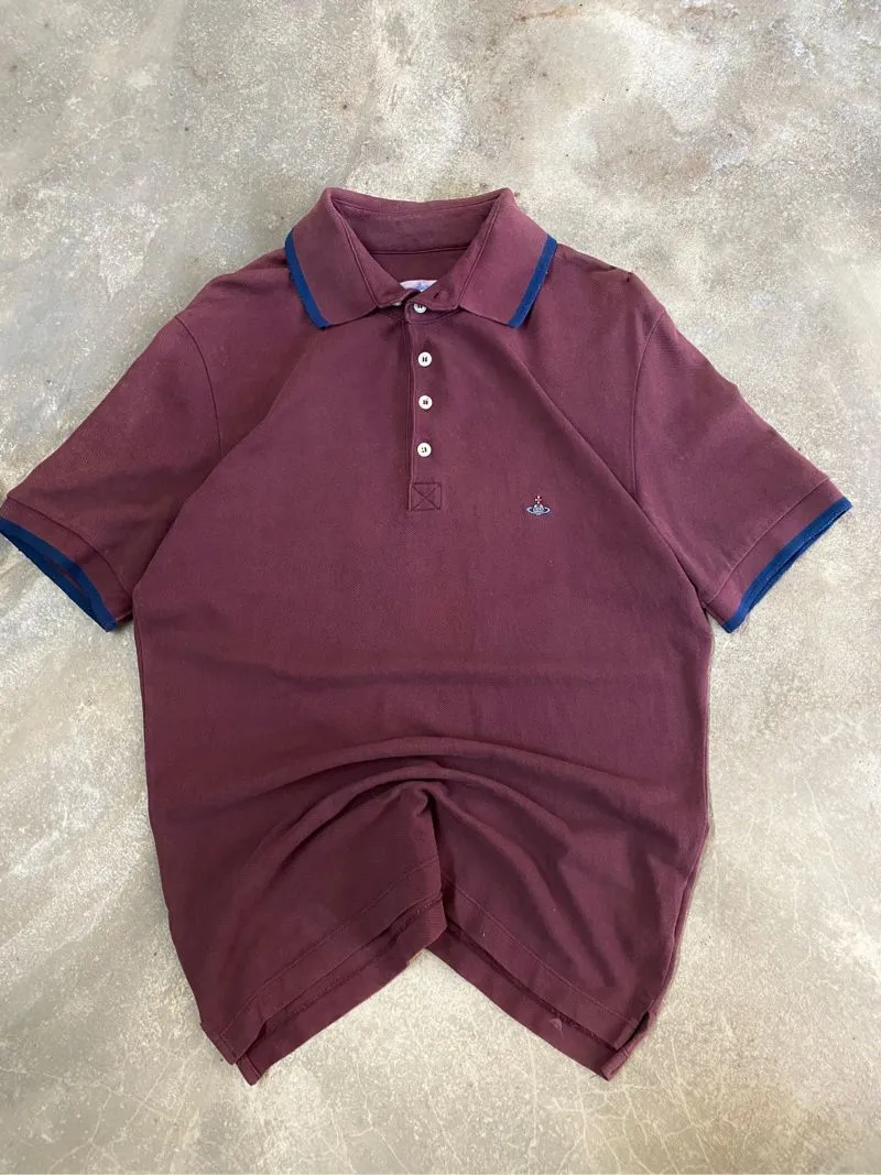 RARE! Vivienne Westwood Burgundy Polo Shirt Short photo 1