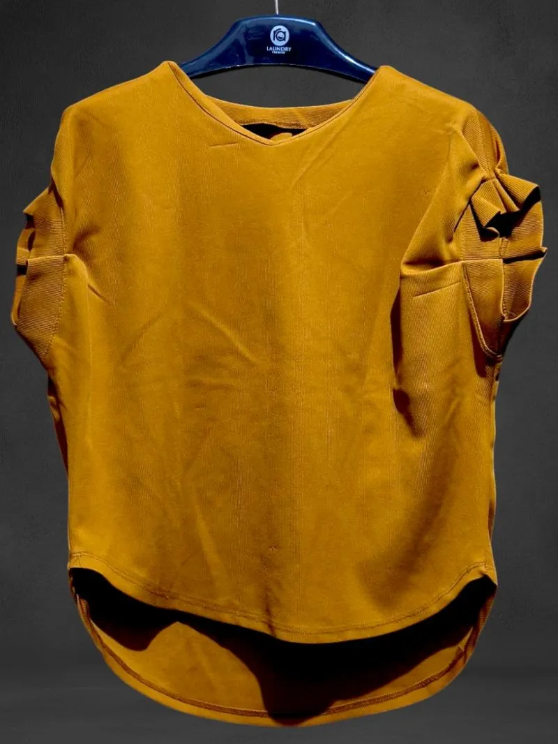 women's mustard yellow casual blouse preloved photo 1