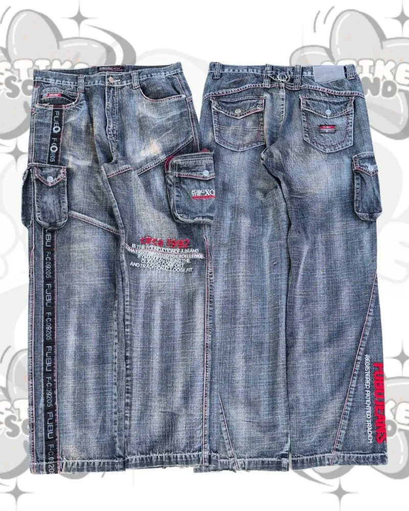FUBU Streetwear Y2K Jeans Pria black gray photo 1