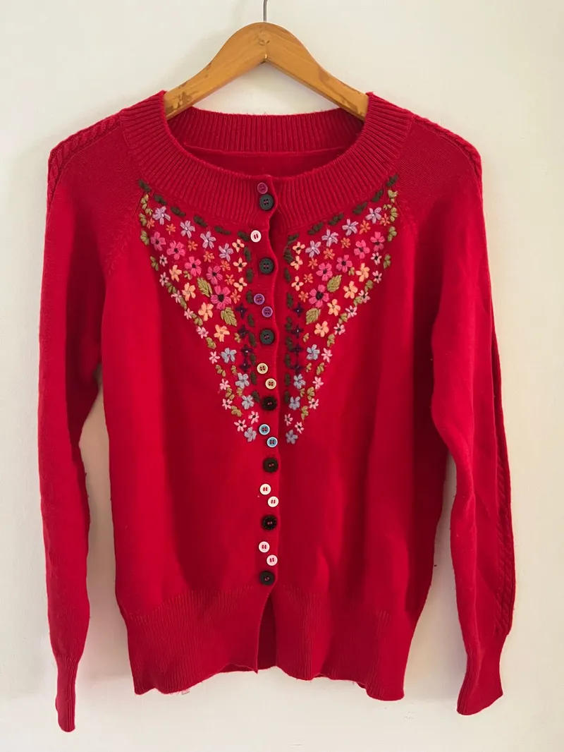 Red Knit Cardigan All Size Can photo 1