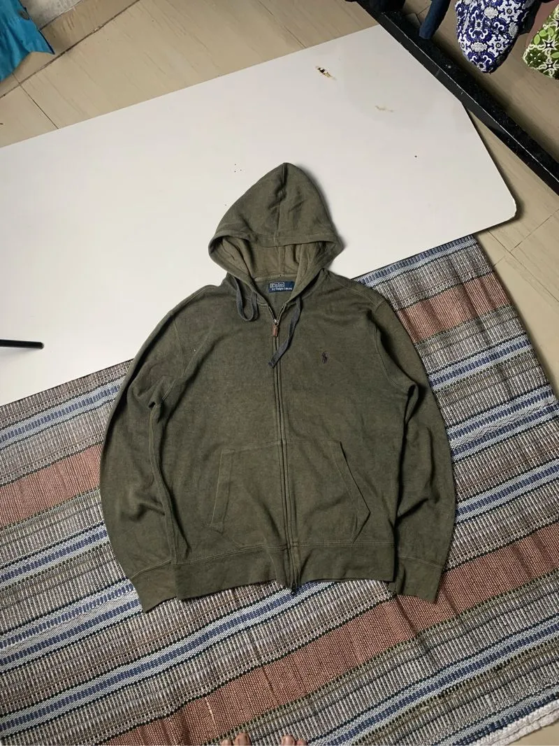 Zip hoodie raplh lauren olive photo 1