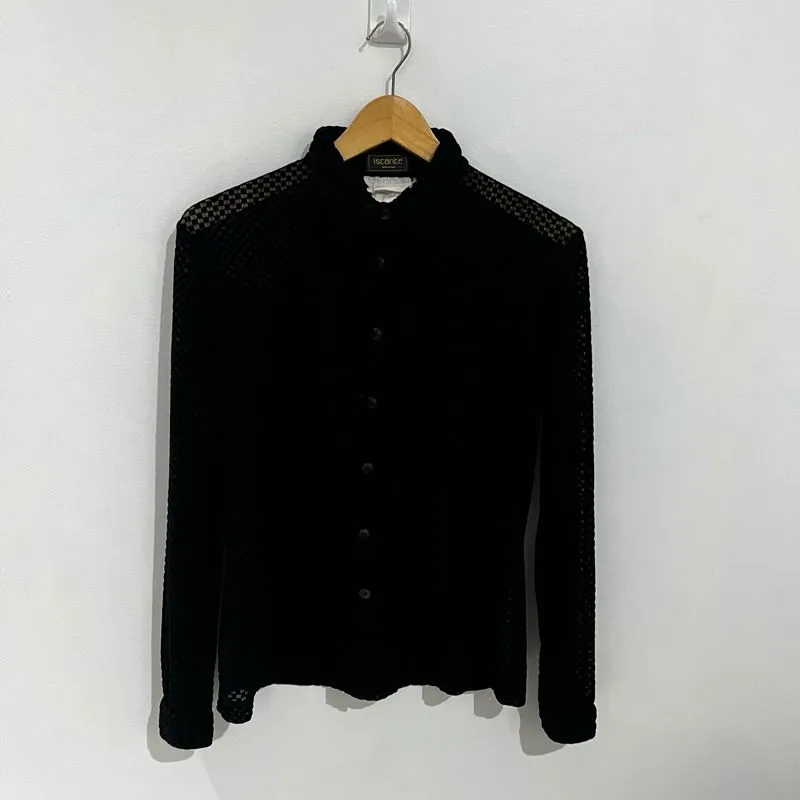 Istante Versace black checkerboard lace shirt photo 1