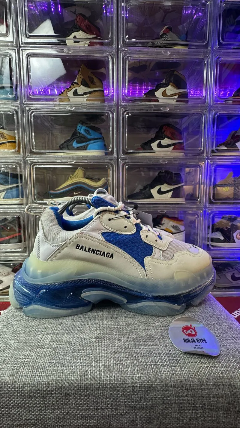 BALENCIAGA TRIPLE S CLEAR SOLE WHITE BLUE Preloved