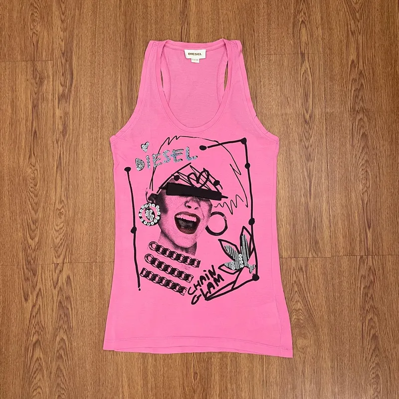 Diesel Vintage Y2K T-shirt Wanita pink photo 1