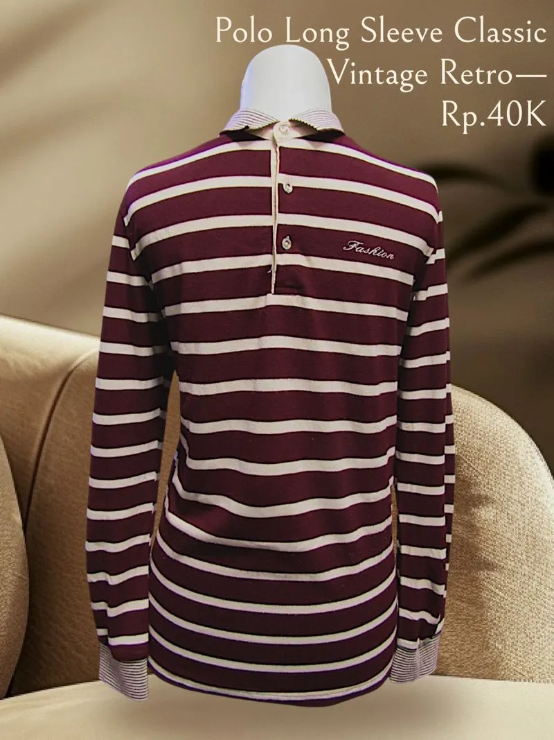 & Other Stories Vintage Casual Polo shirt Pria burgundy cream photo 1