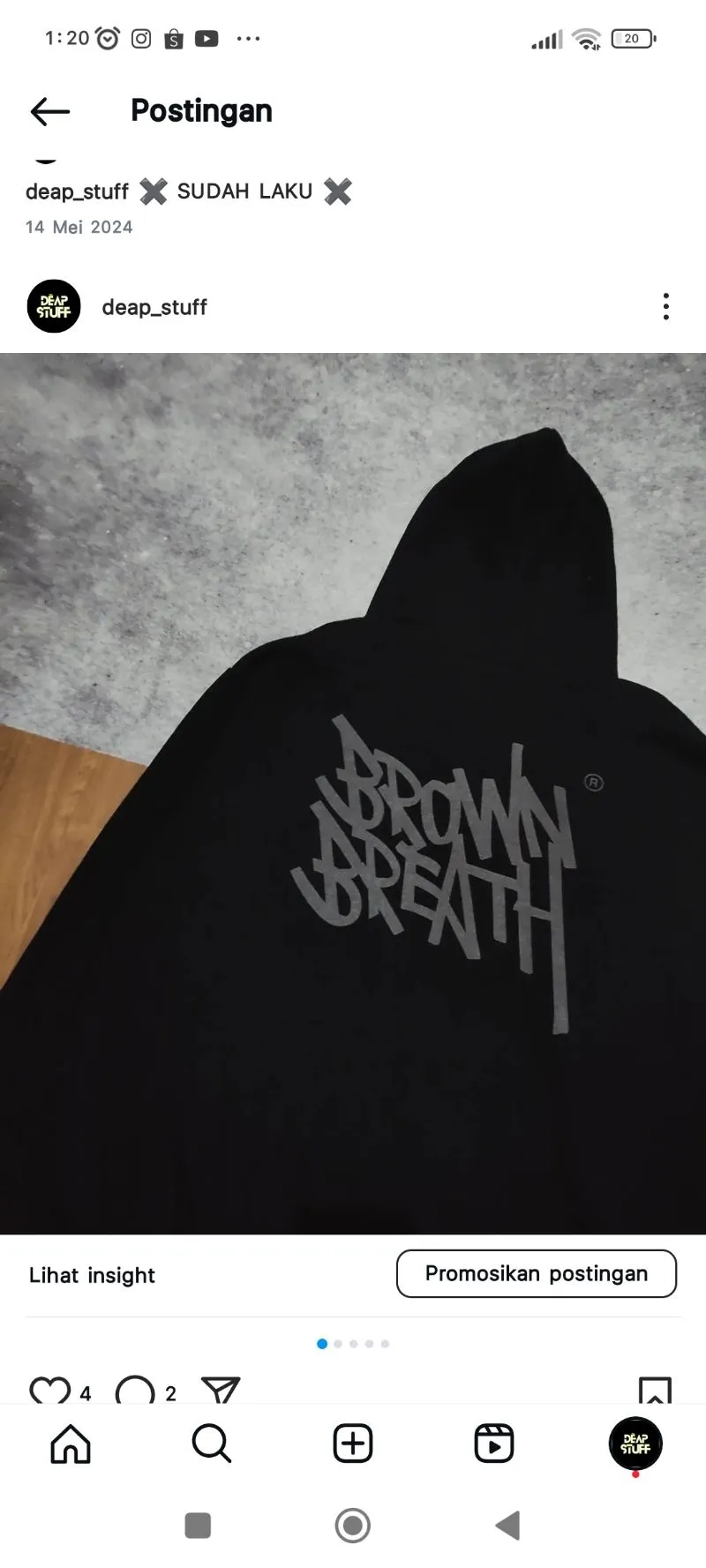 Hoodie brownbreath black on black  photo 1