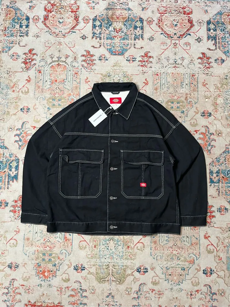 DICKIES DOUBLE POCKET BOXY WORK JACKET CONTRAST STITCH BLACK photo 1