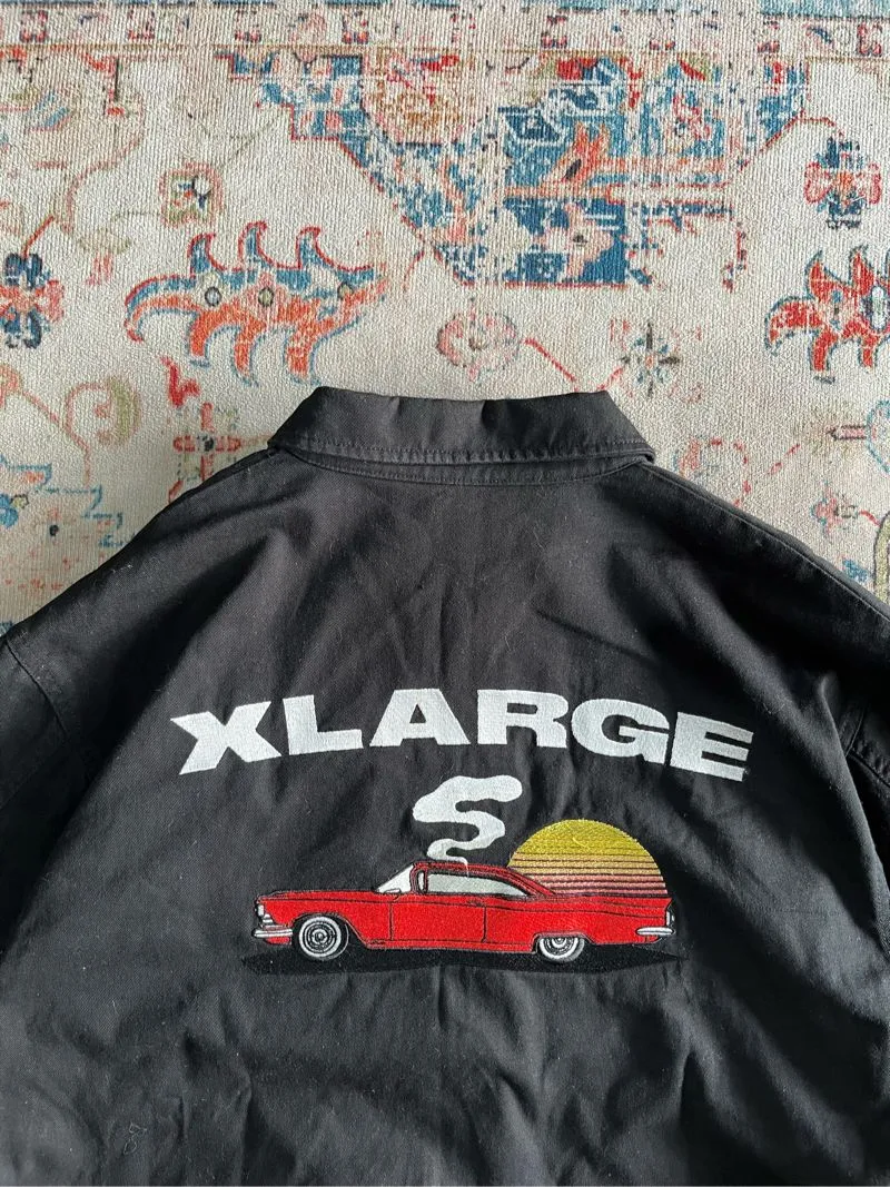 XLARGE ZIP-UP EMBROIDERY WORK JACKET BLACK - Preloved