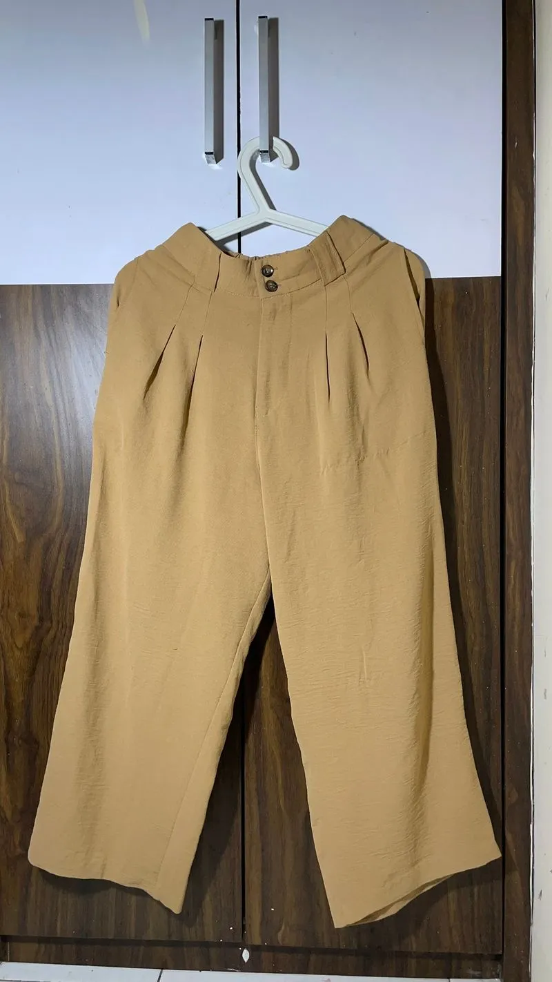 Minimalist Casual Casual trouser Wanita cream tan photo 1
