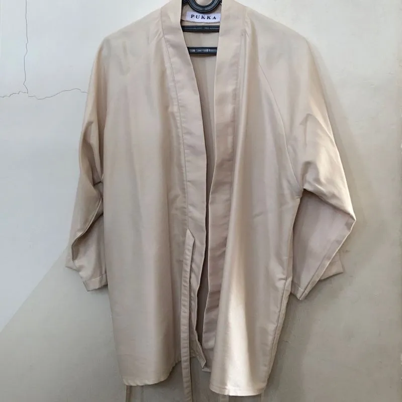 Casual Kimono Wanita white tan photo 1