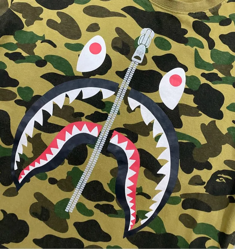 A Bathing Ape BAPE Camo Shark Shirt Men