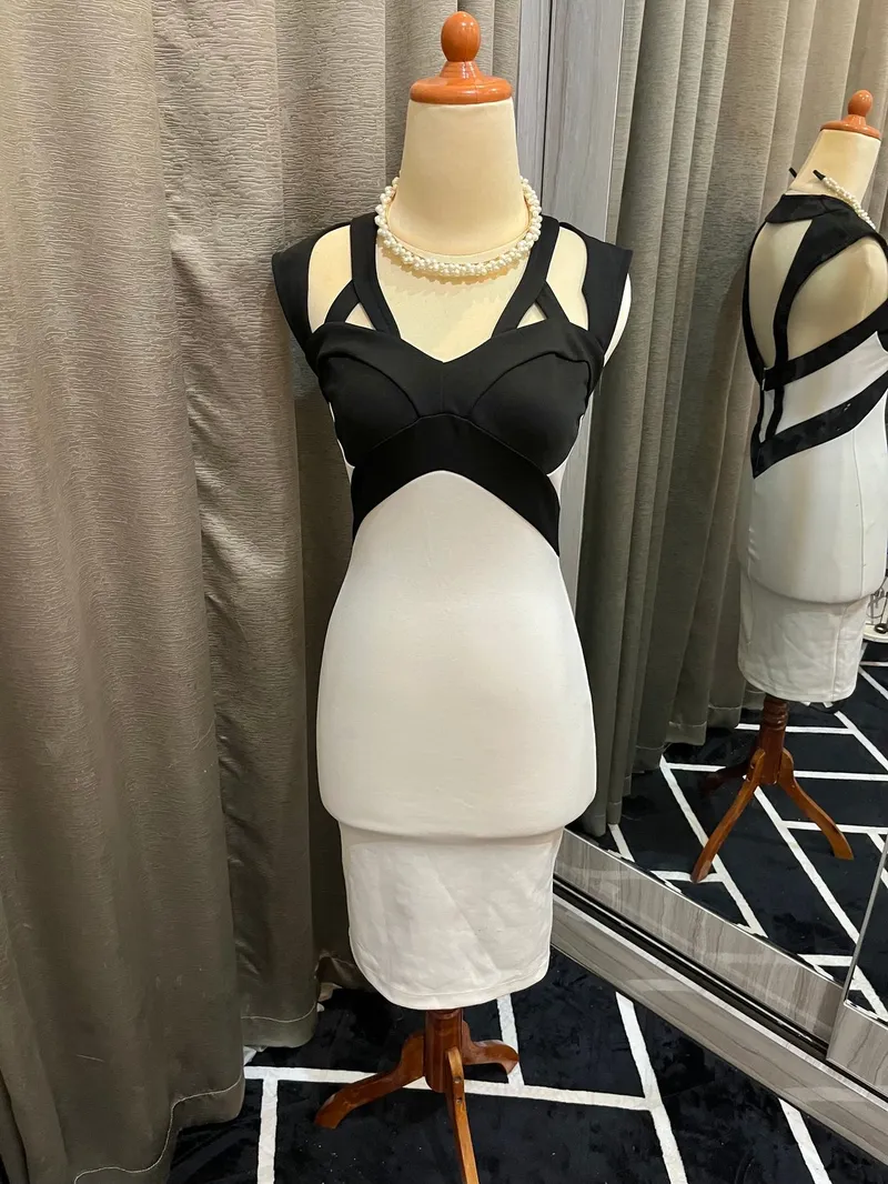 ASOS Emo Coquette Bodycon dress Wanita white black photo 1