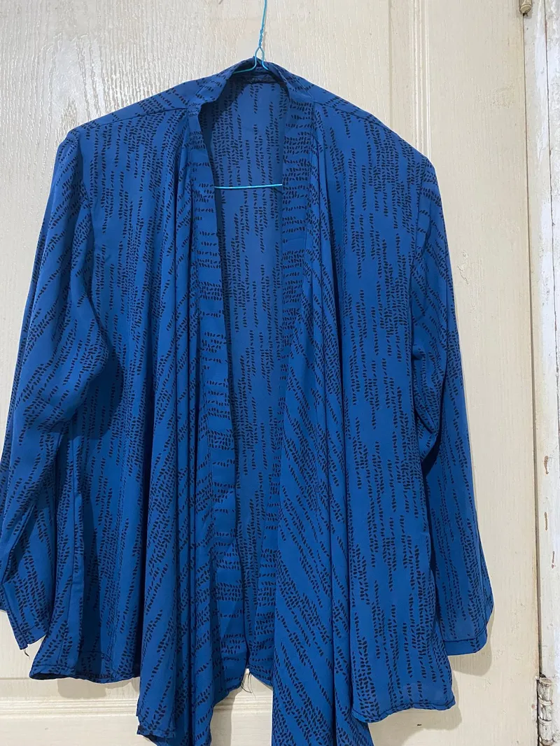 Casual Batik Blazer Wanita blue photo 1