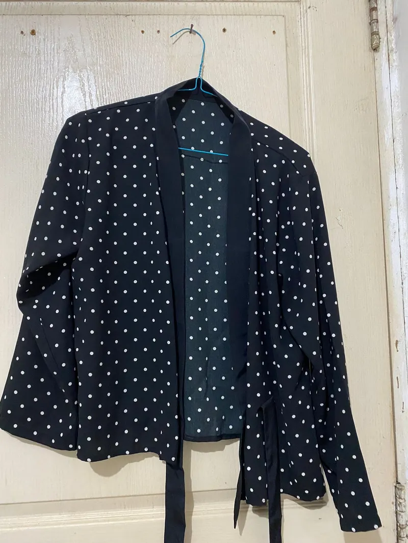 Casual Blazer Wanita white black photo 1