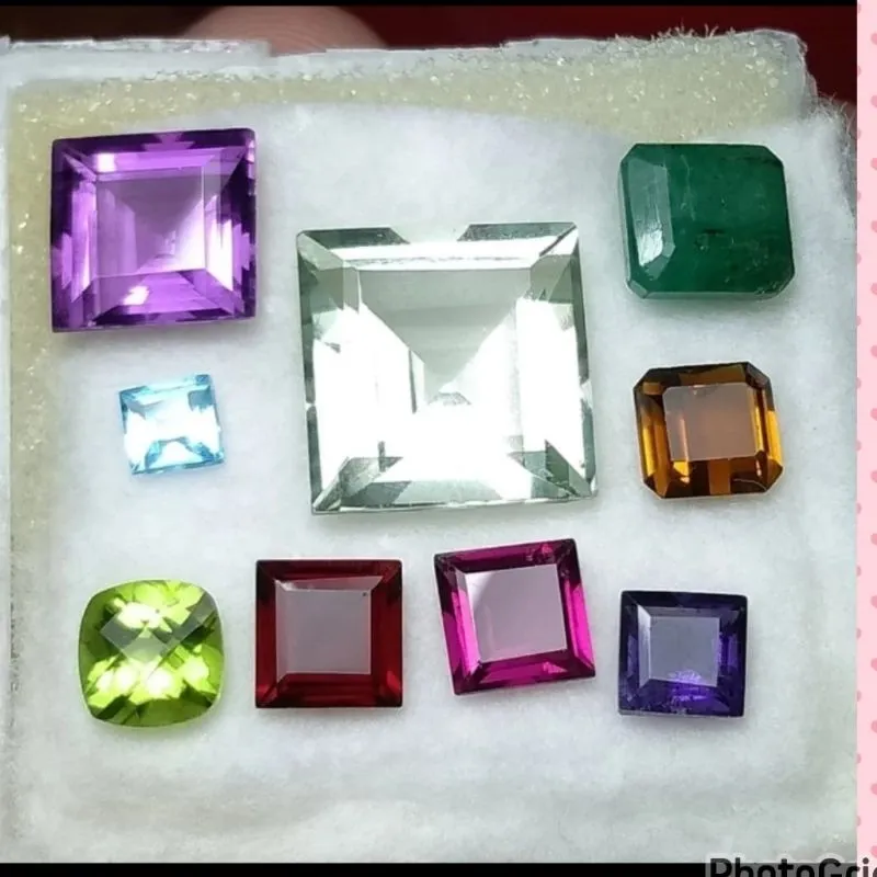natural batu mulia 9pc kotak kecubung jambrud topaz prasioli photo 1