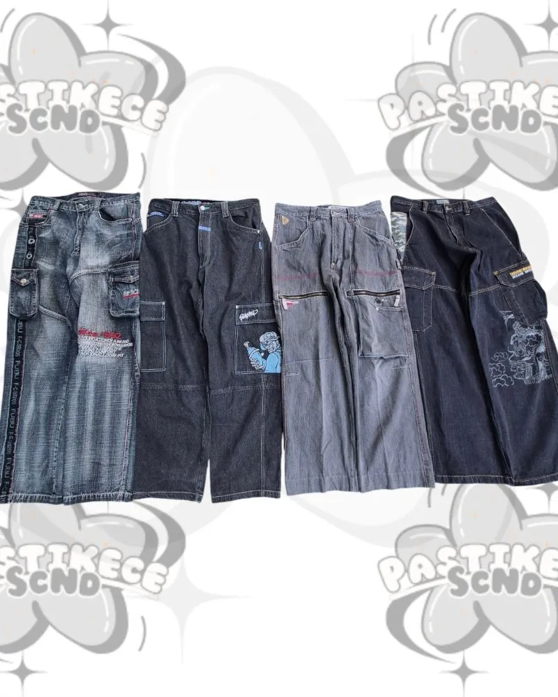 School Of Hard Knocks Streetwear Y2K Jeans Pria black gray photo 1