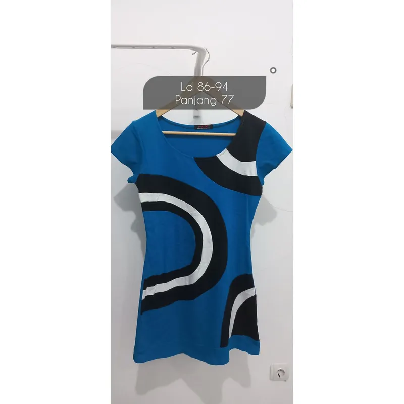 Minimalist Midi dress Wanita blue photo 1