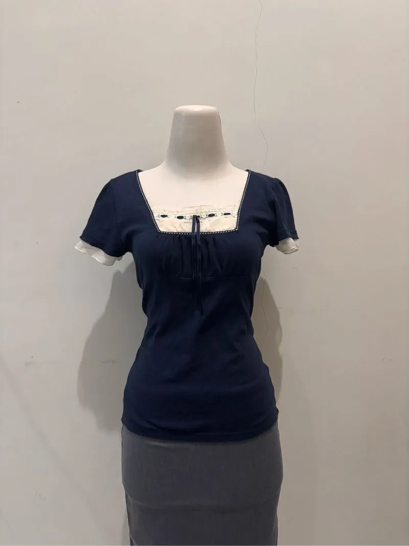 Milkmaid babydoll lace ribbon short sleeve photo 1