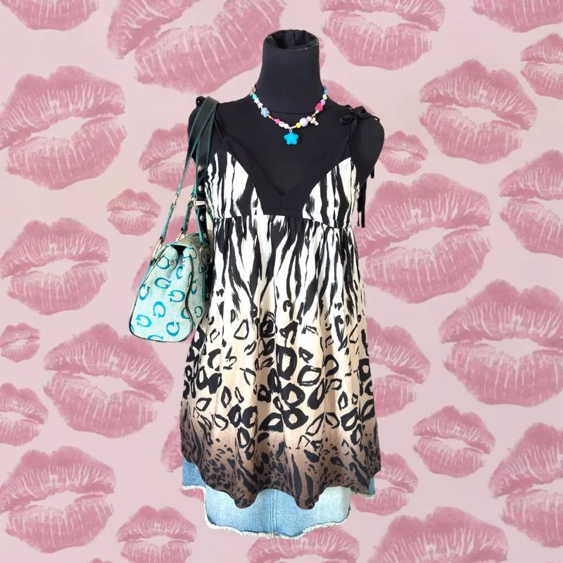 y2k babydoll dress animal print photo 1