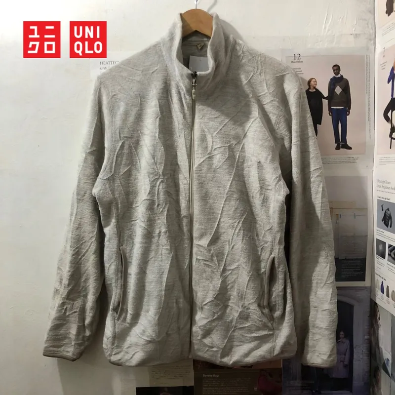 Uniqlo Casual Fleece Pria gray photo 1