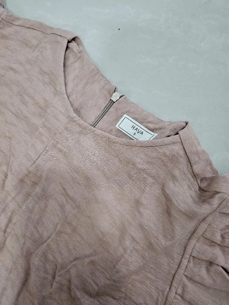 Minimalist Casual Midi dress Wanita tan brown photo 1