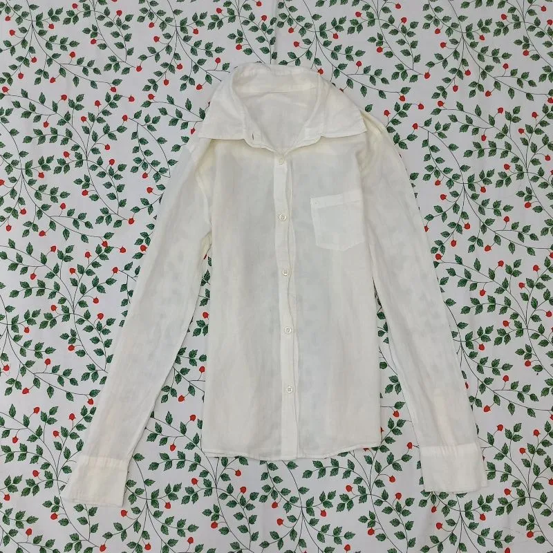 Michel klein broken white fitted blouse shirt photo 1