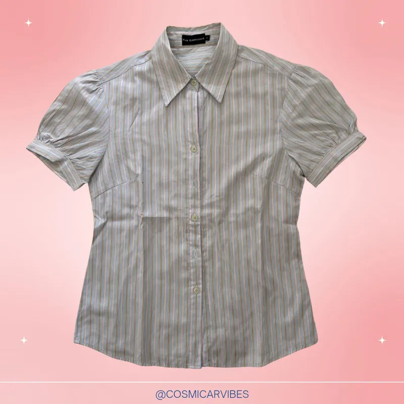 Executive Vintage Casual Shirt Wanita pink blue photo 1