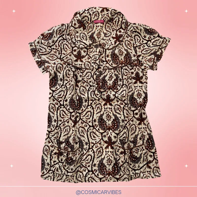Vintage Batik Shirt Wanita brown cream photo 1