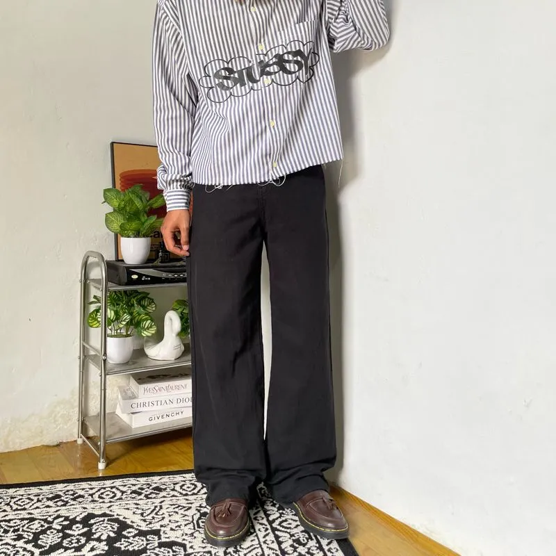 Baggy jeans full black y2k photo 1