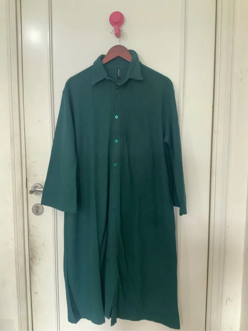 Tunik Kemeja Panjang Hijau Botol Preloved – Model Oversize photo 1