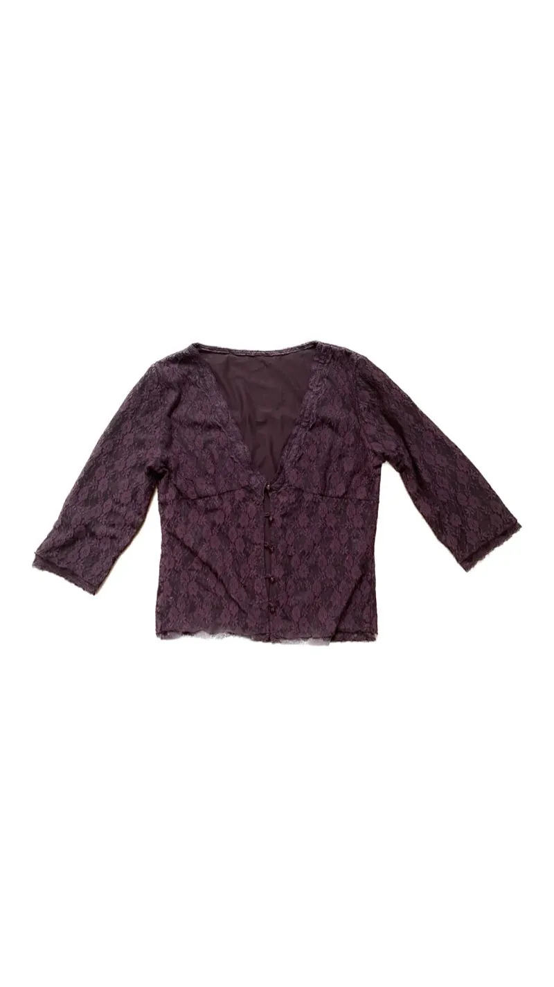 Dark purple lace top photo 1