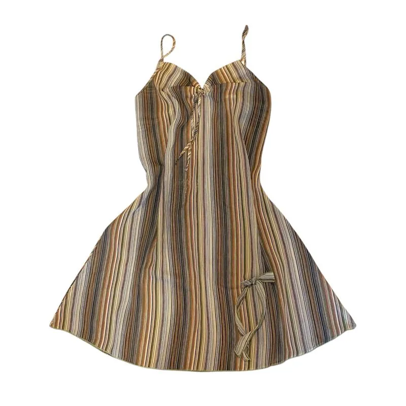 Vintage Coquette Pin Stripes Tied Ribbon Mini Summer Outer S photo 1