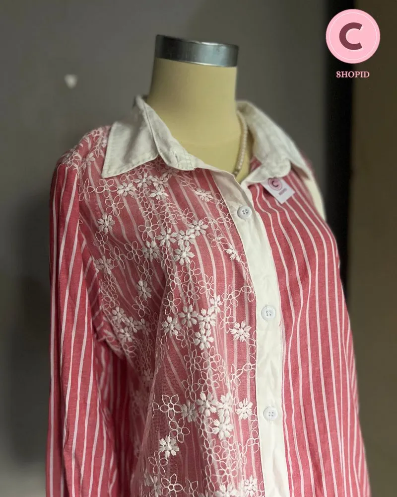 Kemeja Wanita Casual Garis photo 1