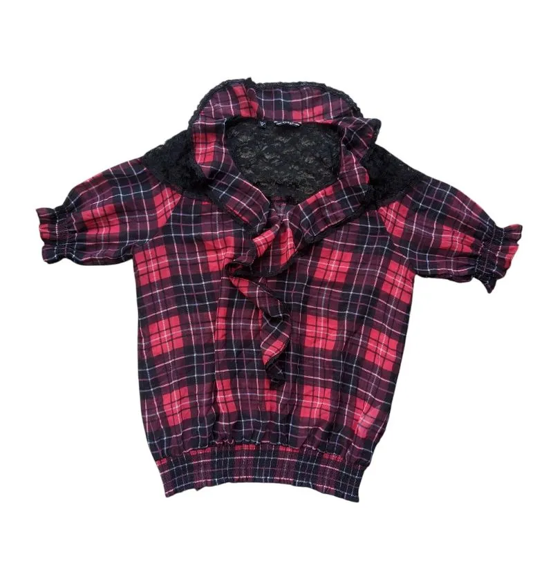 Ruffle plaid guess los angeles shirt y2k grunge goth gothic photo 1