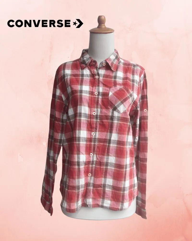 Converse Grunge Casual Casual shirt Pria white red photo 1