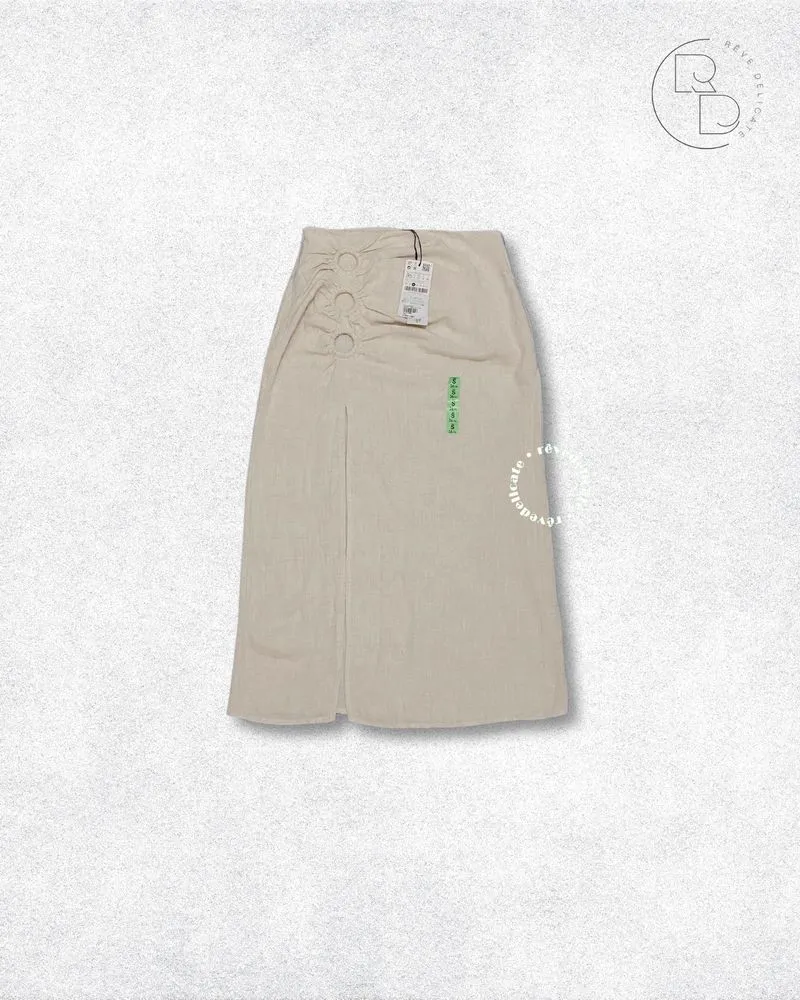 Stradivarius Minimalist Indie Skirt Wanita cream brown photo 1