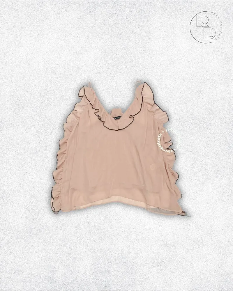 Zara Luxury Reworked Blouse Wanita black tan photo 1