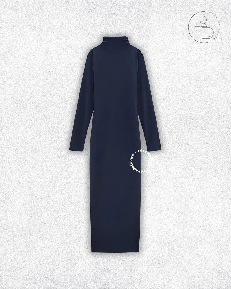 Zara Luxury Minimalist Maxi dress Wanita navy photo 1
