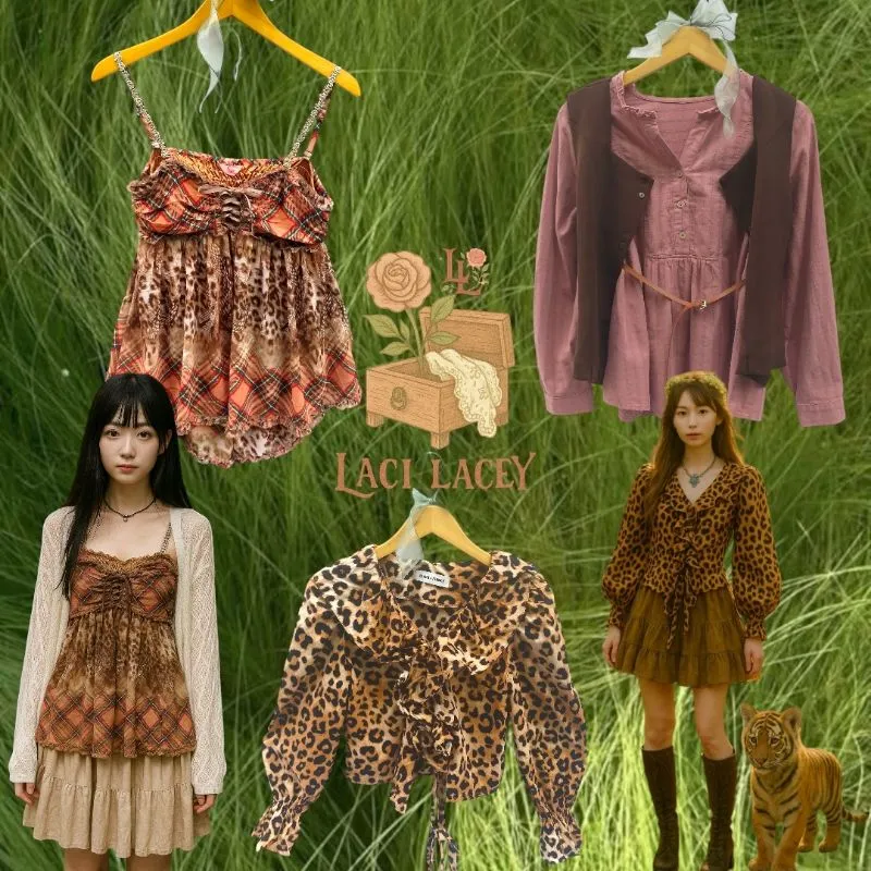 playsuit blouse ruffle grunge alt girl leopard vintage retro photo 1
