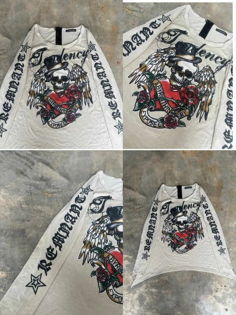 Longsleeve y2k tengkorak Skull punk gothic grunge thrift sec photo 1