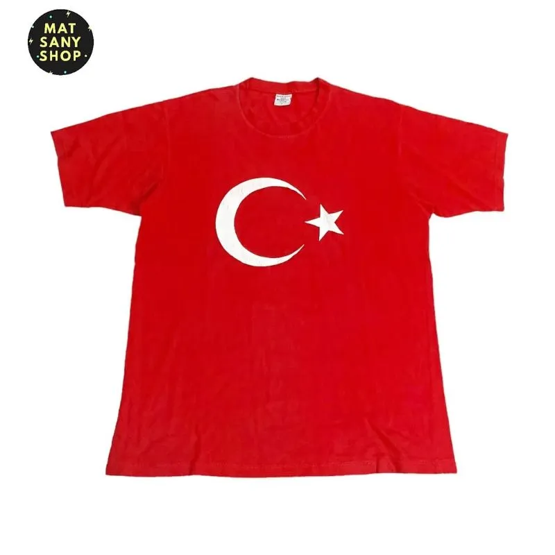 Kaos Tshirt Vintage Negara Turkiye Turki Bintang Sabit Merah photo 1