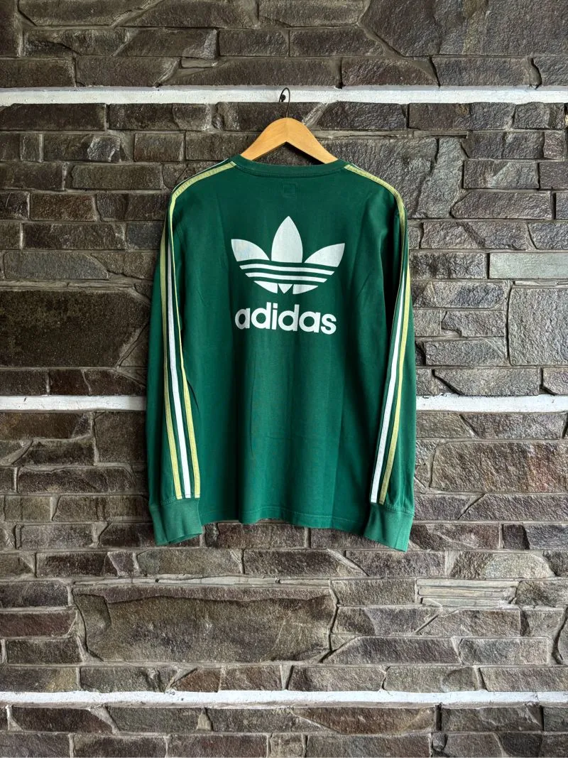 Adidas Vintage Green Trefoil Back Logo L/S Tee Size S fit L photo 1