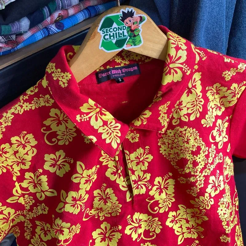 Dance with dragon kyoto japan polo golf shirt red photo 1