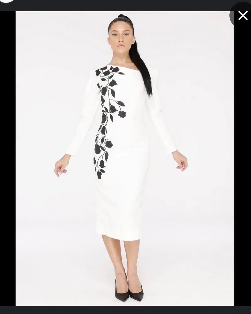 Shein Casual Shirt dress Wanita white black photo 1
