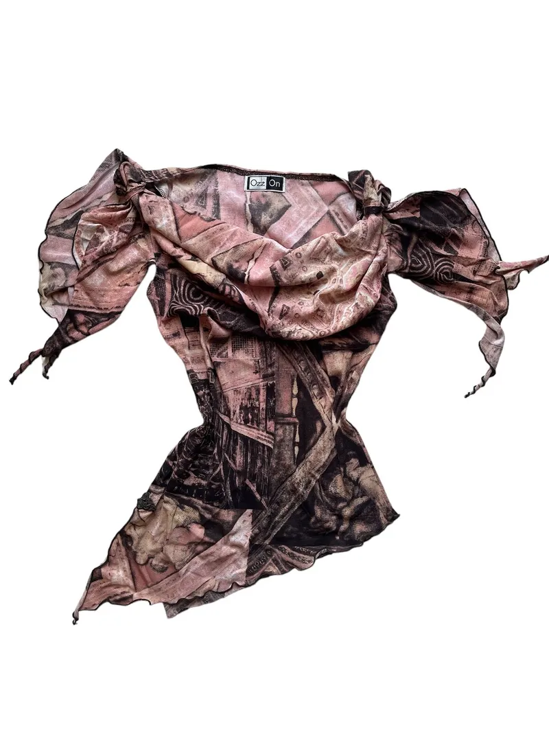 Ozz On Vintage Blouse Wanita brown photo 1