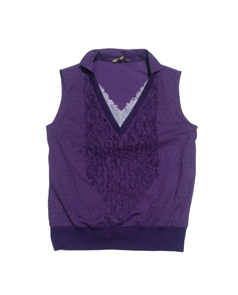 Vest rose ruffle vest vintage vest women top photo 1
