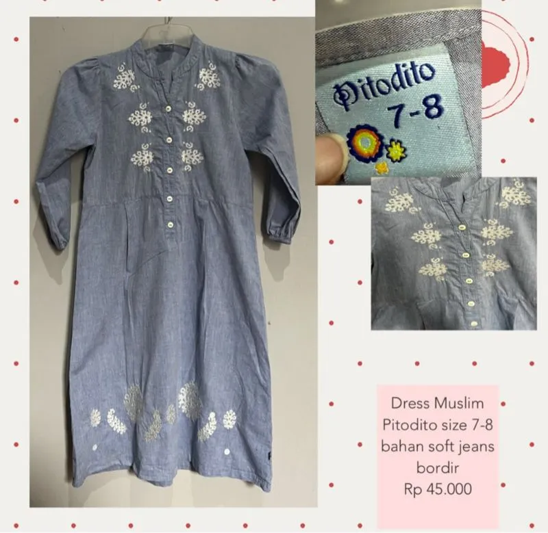 dress muslim anak size 7-8  photo 1